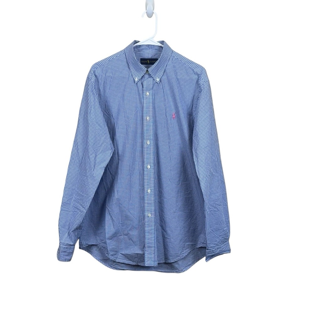 Ralph Lauren Shirt Mens Large‎ Button Down Slim Fit Small Pony Gingham Check